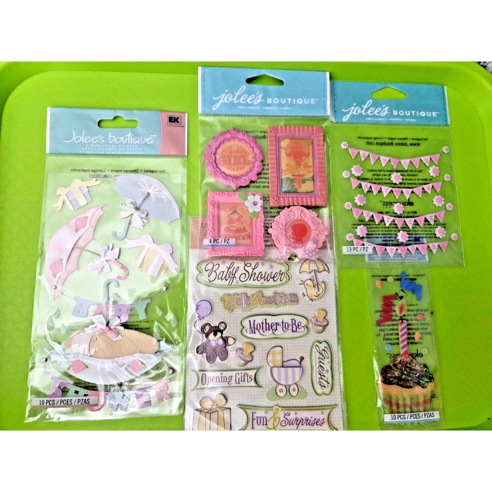 Jolees Boutique Stickers Lot of 5 Scrapbooking Baby Shower Newborn Childhood